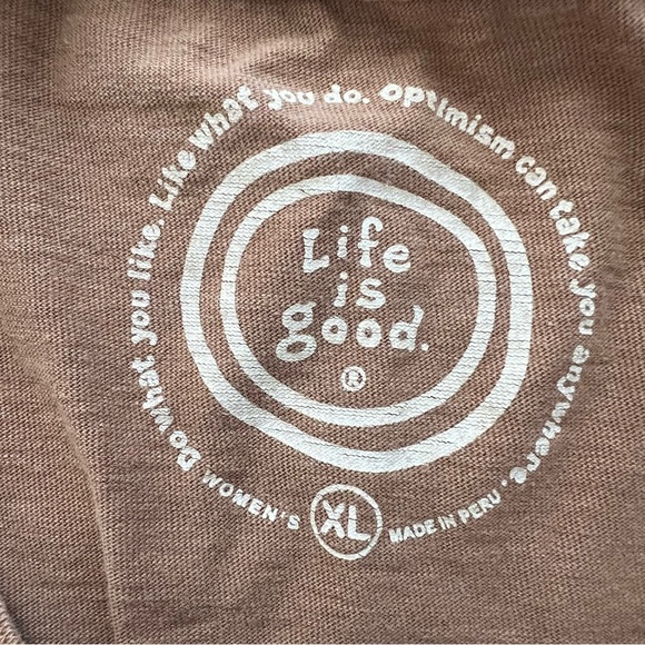 Life is Good Long Sleeve Crusher Women's T Shirt size XL Brown - Picture 2 of 8